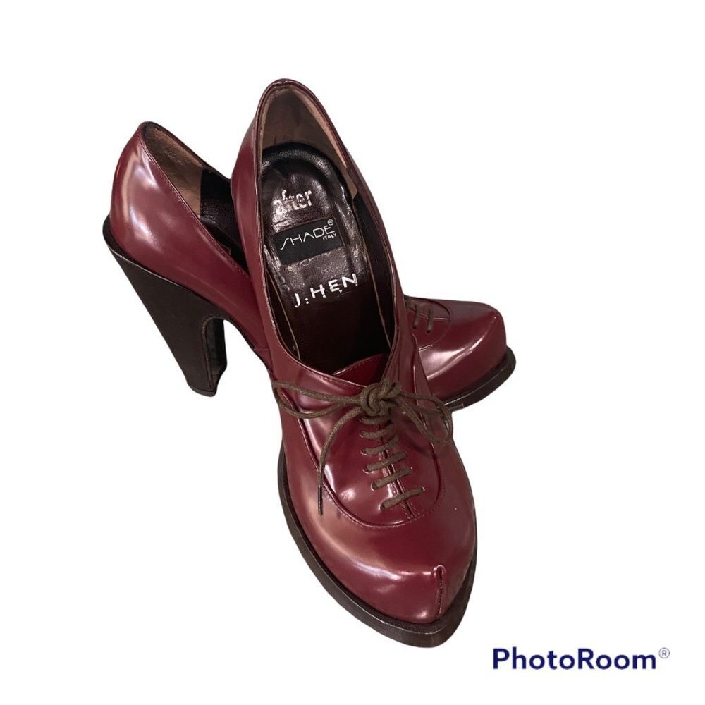 Shade Italy After Vero Cuoio Made In Italy Bordo Lace Up Heel Size 6 (36.5)
